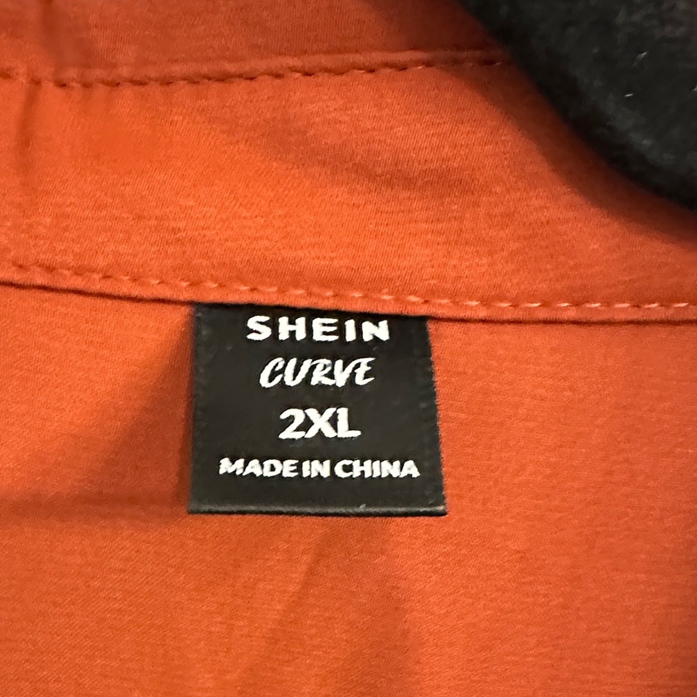 SHEIN Terracotta Tie-Front Midi Dress - Picture 6 of 6